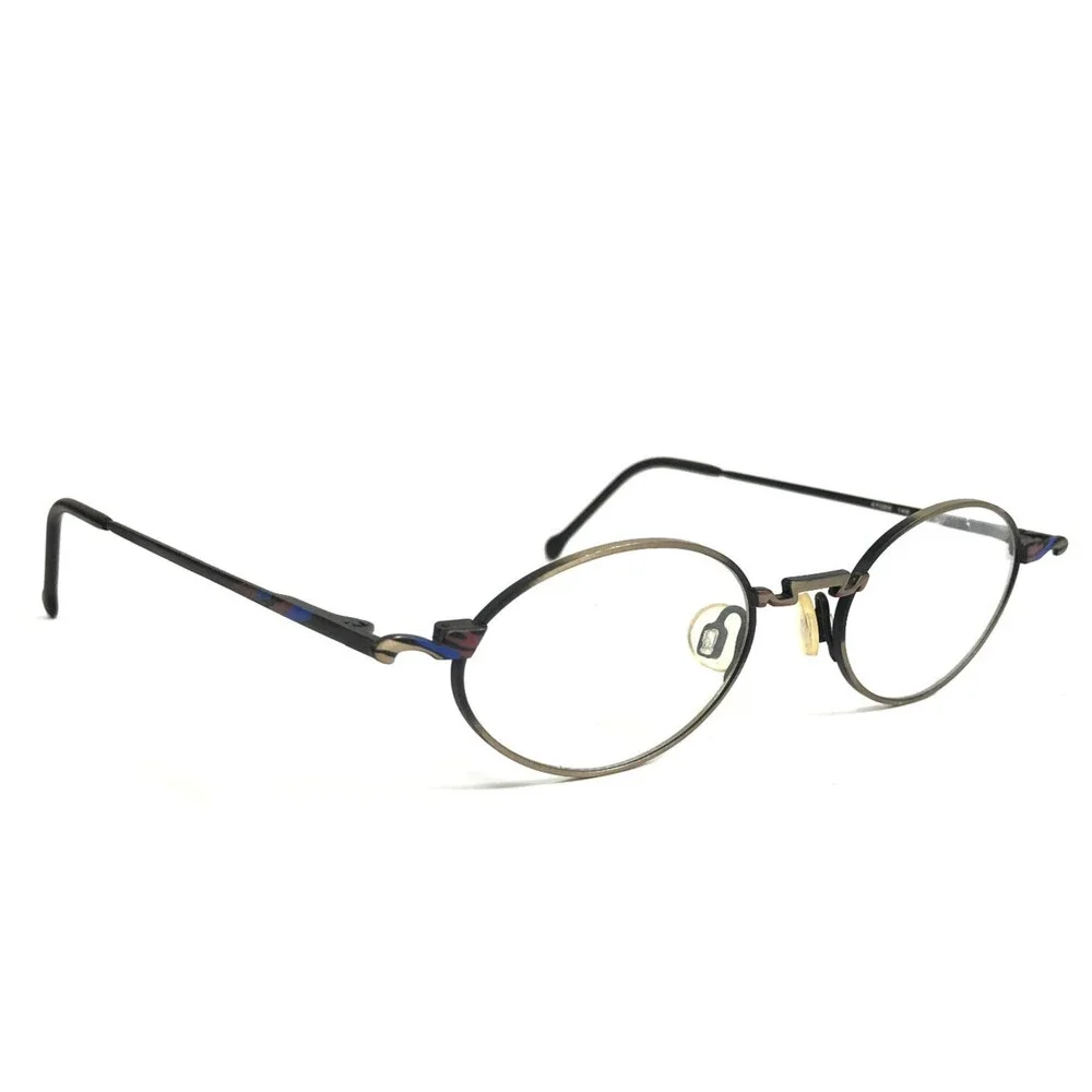 Vintage Opdo Eyeglasses Frames 1557-2 Blue Antique Gold Modern MCM 47-20-140